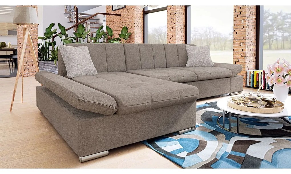 Rohová rozkladacia sedacia súprava Laviva Premium, Dostupné poťahy: Piano 21 + Piano 21 + Mokka 03, Strana: ľavá