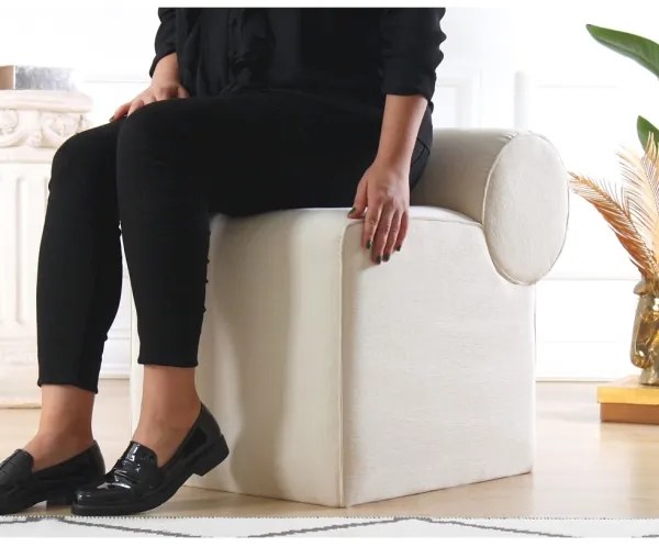 Taburet TIKI 47x45 cm krémový