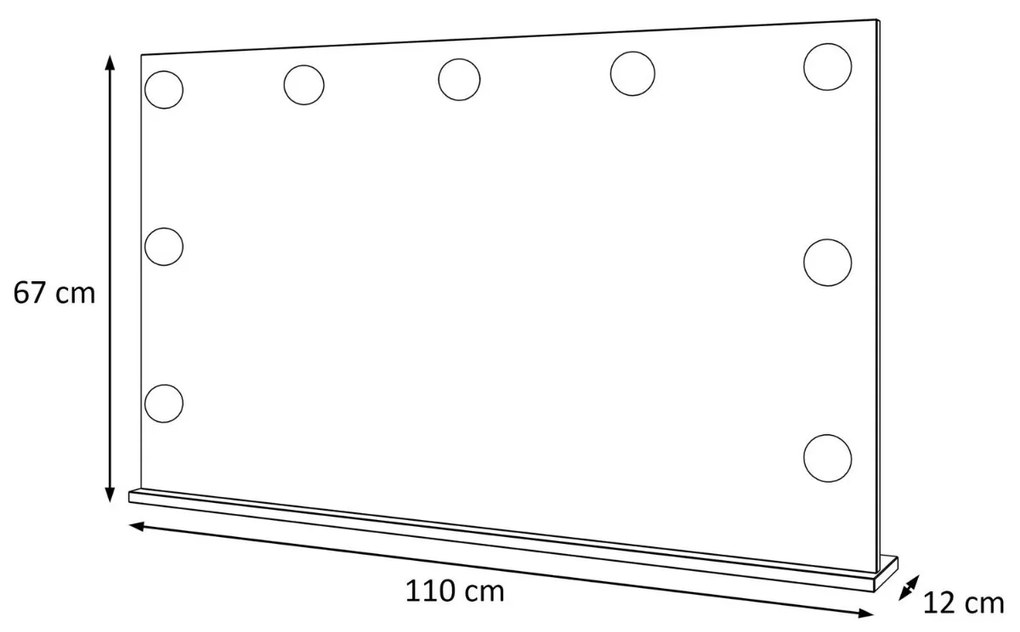 KOZMETICKÉ ZRKADLO VALENTINA BIELE 110 x 67 cm ELITE 2