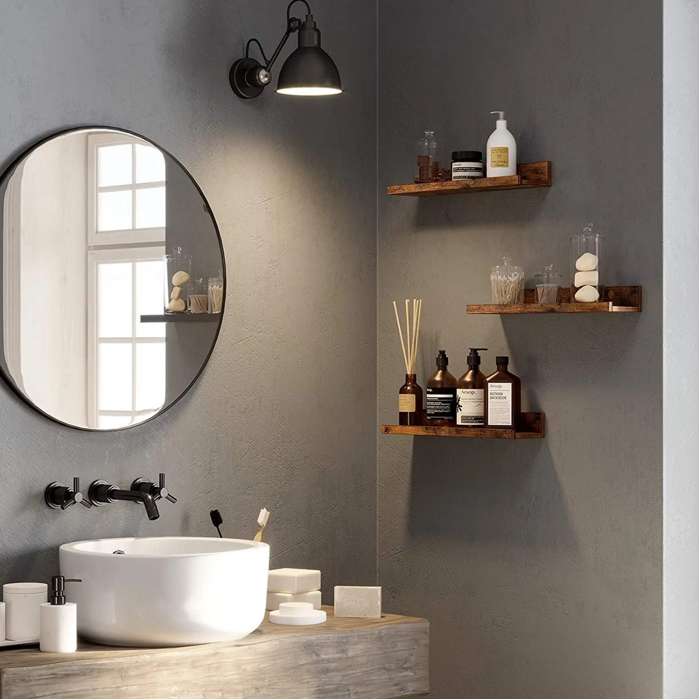 Sada nástenných plávajúcich políc 3 ks, rustikálne hnedé