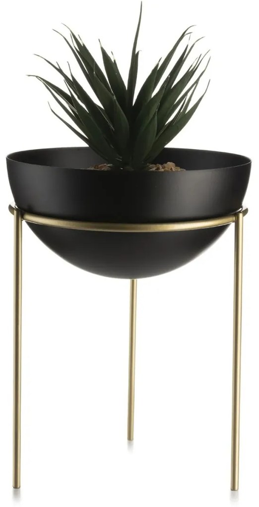 Kvetináč na stojane LOFT II 20 cm čierny/zlatý
