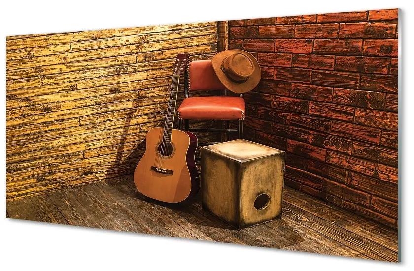 Obraz na skle Gitaru hat stoličky 100x50 cm