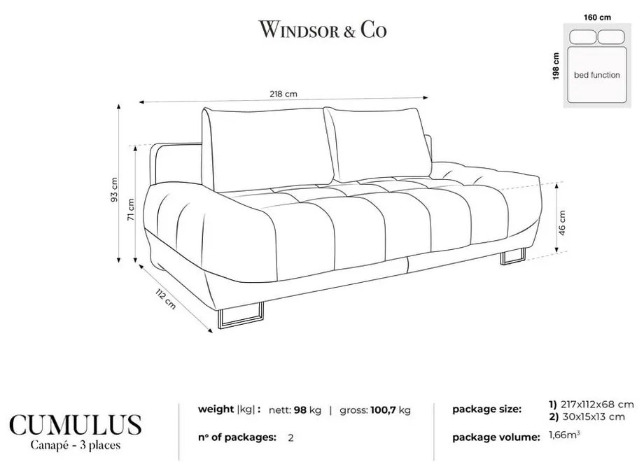 Béžová trojmiestna rozkladacia pohovka Windsor & Co Sofas Cumulus