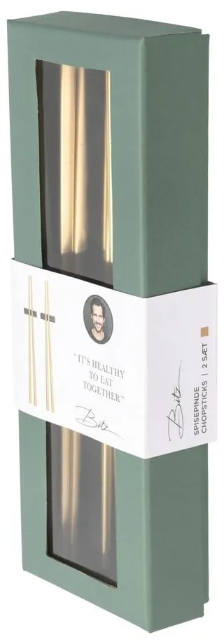 Jedálenské paličky v zlatej farbe so stojanom Bitz Brass