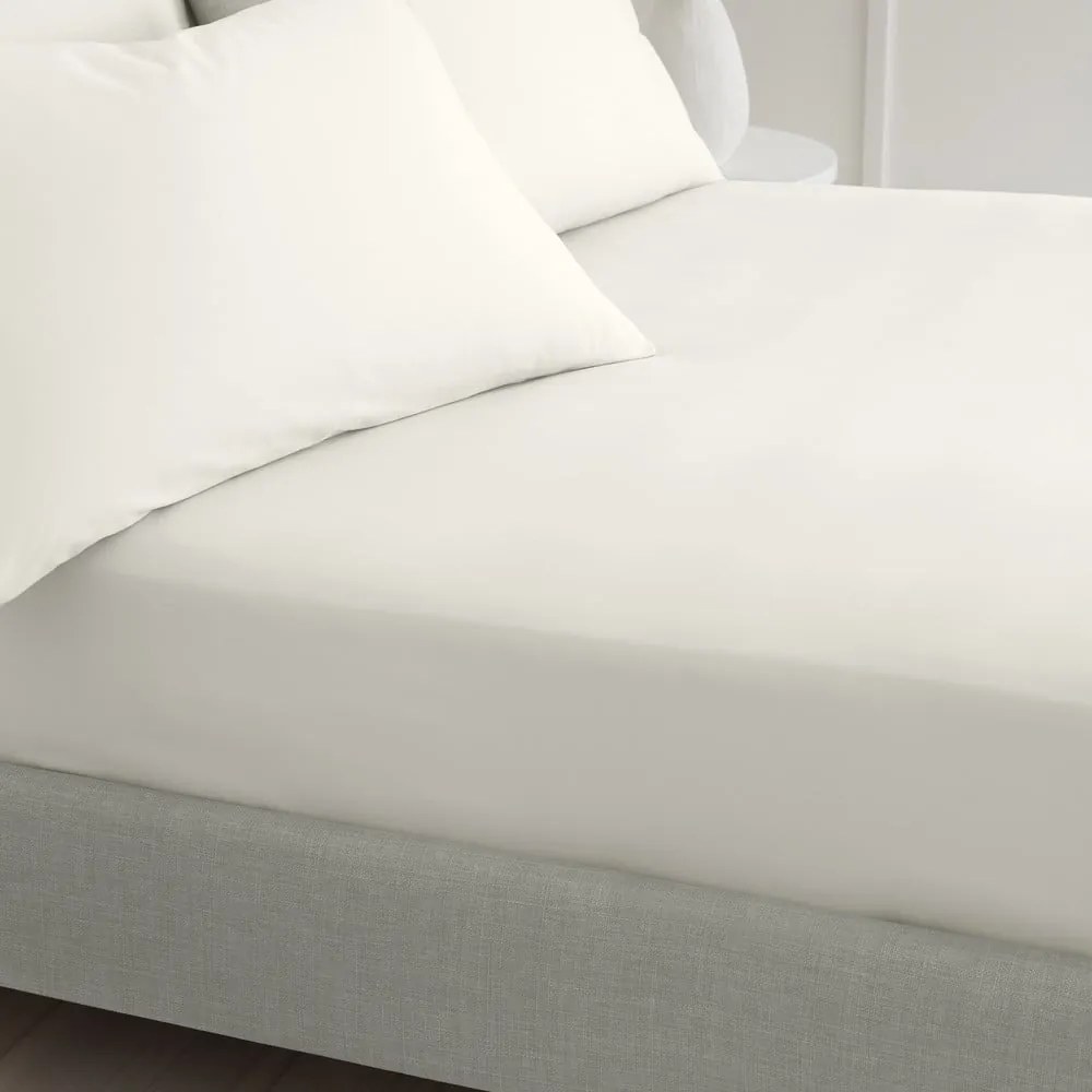 Krémová napínacia plachta z bavlneného perkálu 150x200 cm Cotton Percale – Bianca