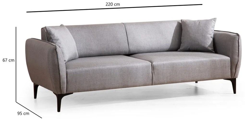 Třímístná rozkládací pohovka Belissimo 220 cm šedá