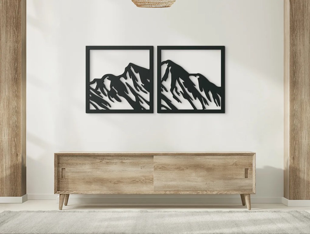 drevko 2-dielny obraz Hory Rozmer obrazu: 31,5 x 65 cm, Farba dekorácie: Čierna