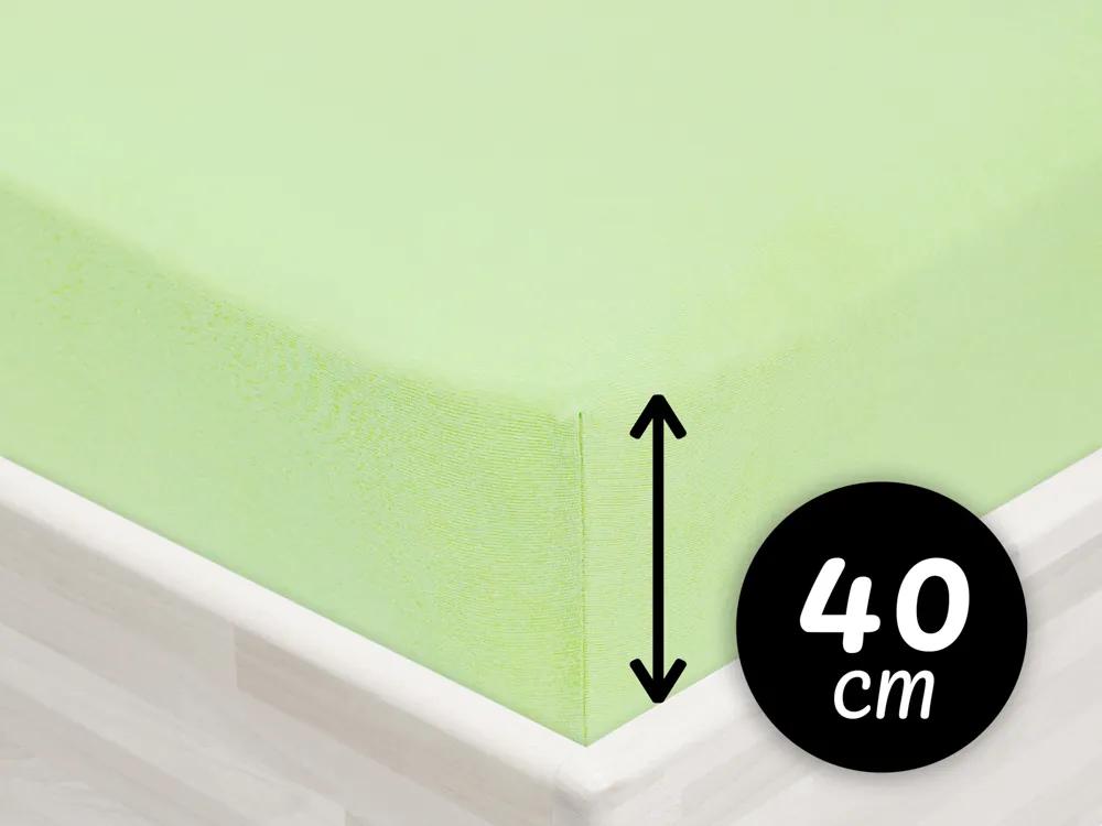 Jersey napínacie prestieradlo na extra vysoký matrac JR-018 Pastelovo zelené 160 x 200 - výška 40 cm