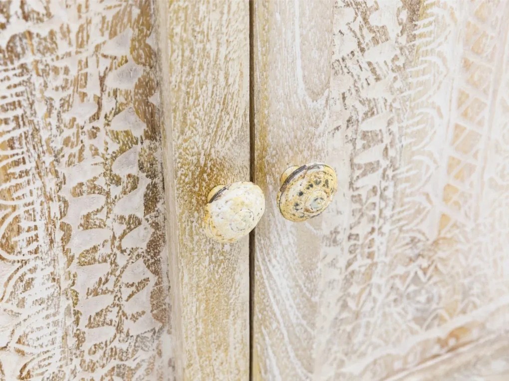 furniture-nabytek.cz - Masivní dřezová spodní skříňka Bitna z mangového dřeva, lakovaná, přírodní barva