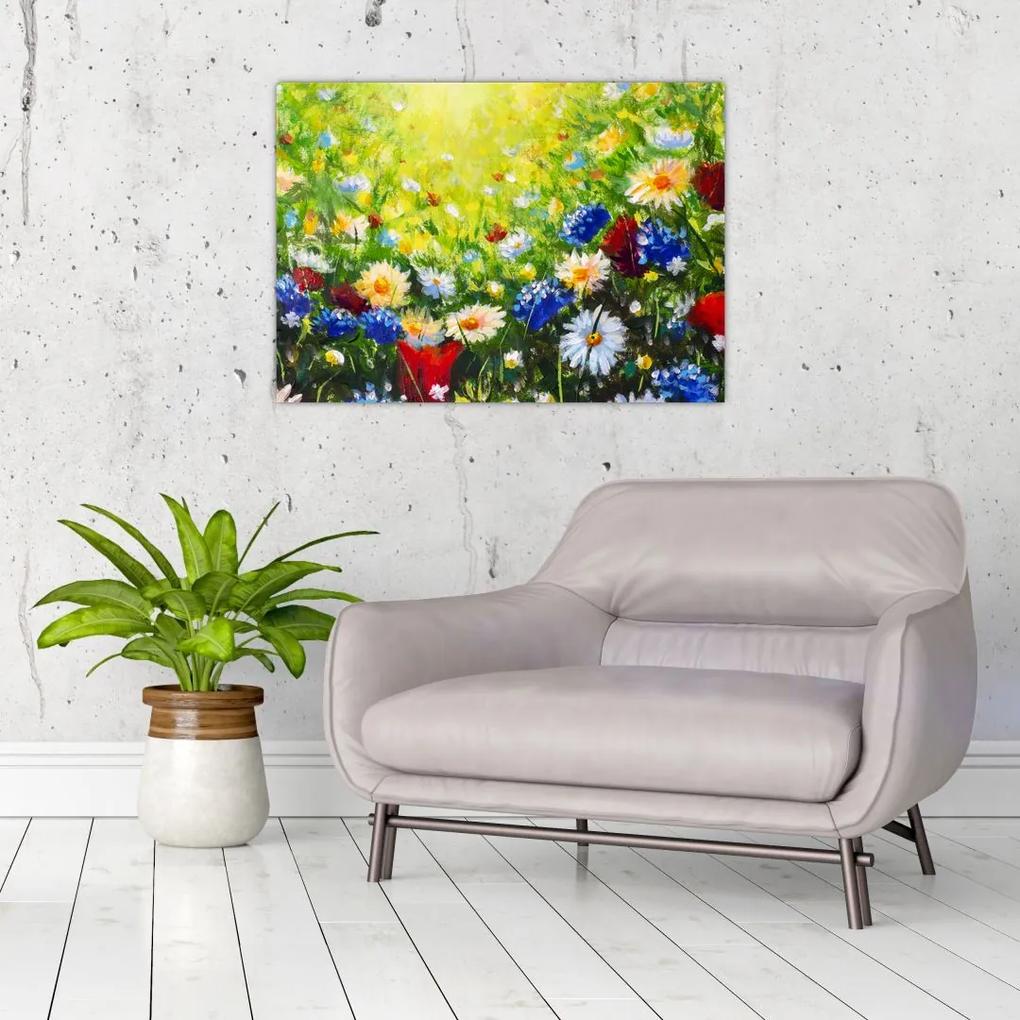 Sklenený obraz divokých kvetov (70x50 cm)