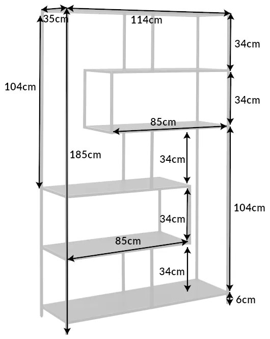 Knižnica/Regál 42023 115cm Slim Line  Čierny jaseň