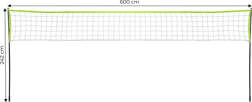 MOVEPRO Sieť na volejbal a bedminton 600×242 cm – skladací kovový rám, set s loptou a pumpou