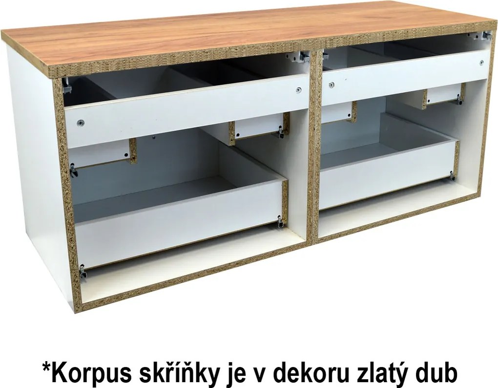 Comodo Kúpeľňová skrinka pod doskové umývadlo Agria GO 120-HD - zlatý dub/zlatý dub