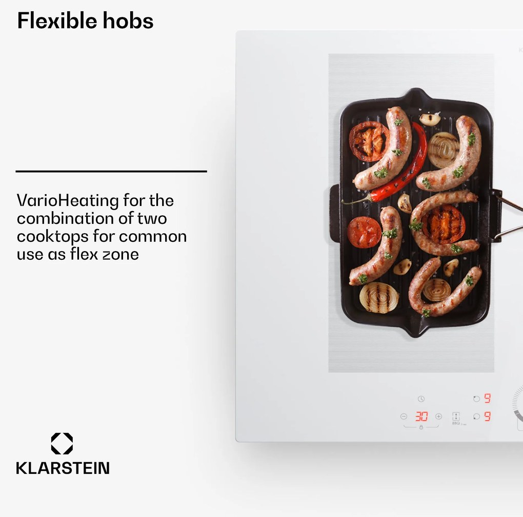 Klarstein Delicatessa 70 Flex, vstavaná indukčná varná doska, 4 zóny, 7000 W, sklokeramika
