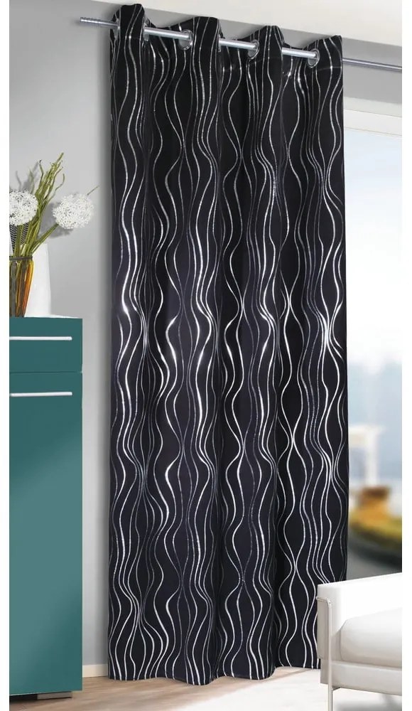 Čierny záves 135x245 cm Waves – Sehlbach