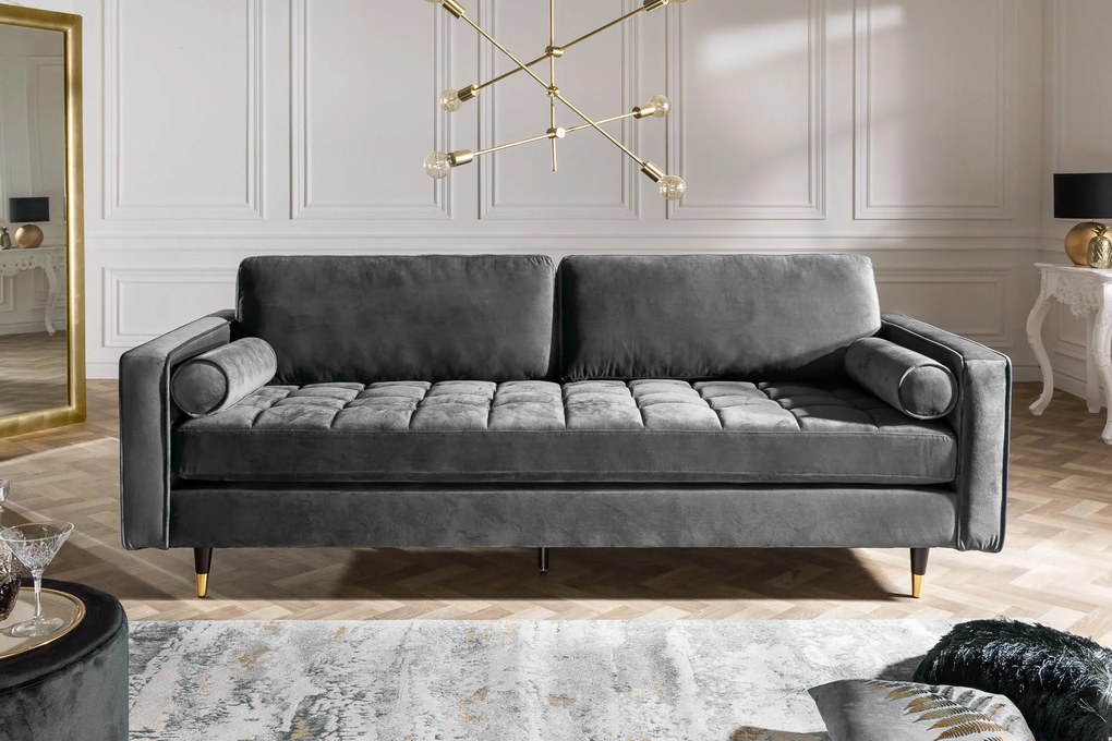 Trojmiestna pohovka COZY VELVET 220cm zamatovo šedá