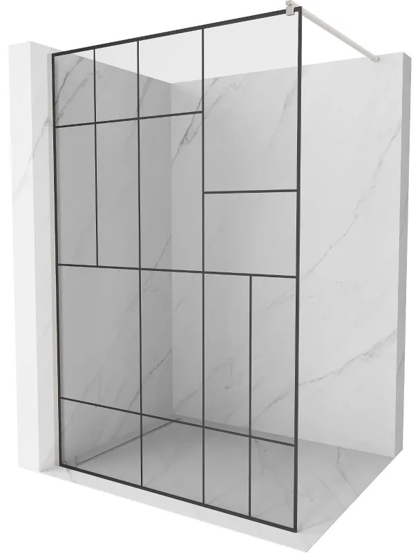Mexen Kioto, sprchová zástena Walk-In 80 x 200 cm, 8mm číre sklo čierny vzor, brúsená oceľ profil, 800-080-101-97-78