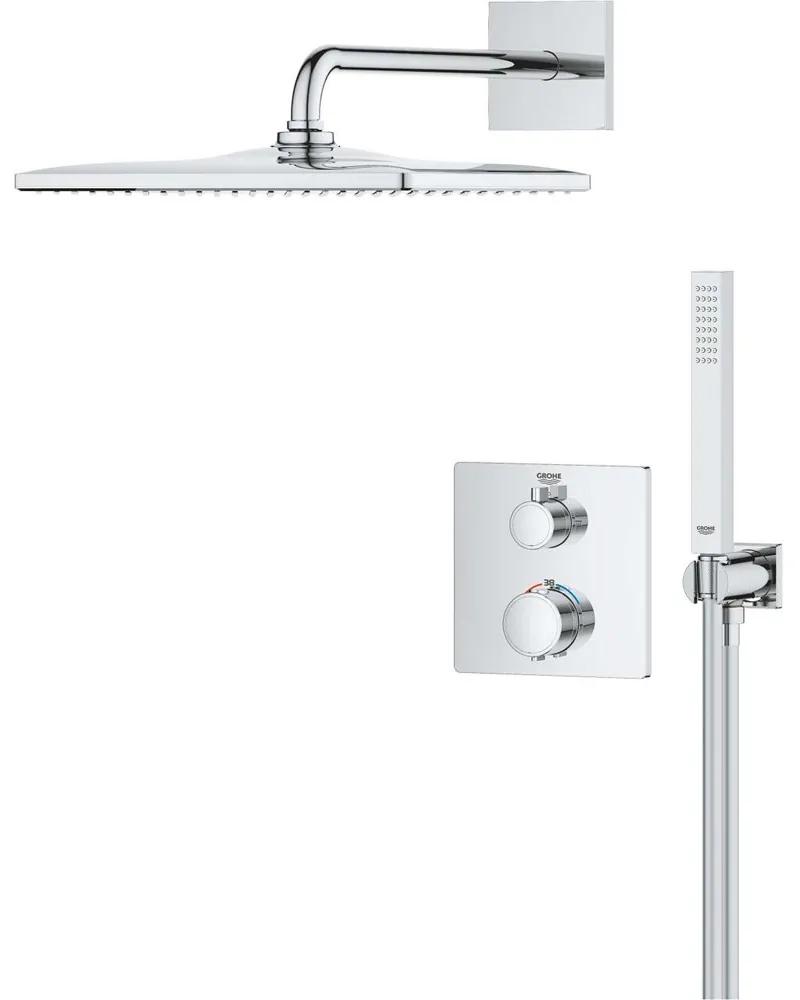GROHE Precision Thermostat sprchový systém pod omietku s termostatom, horná sprcha 1jet EcoJoy 310 x 310 mm, tyčová ručná sprcha 1jet, chróm, 34881000