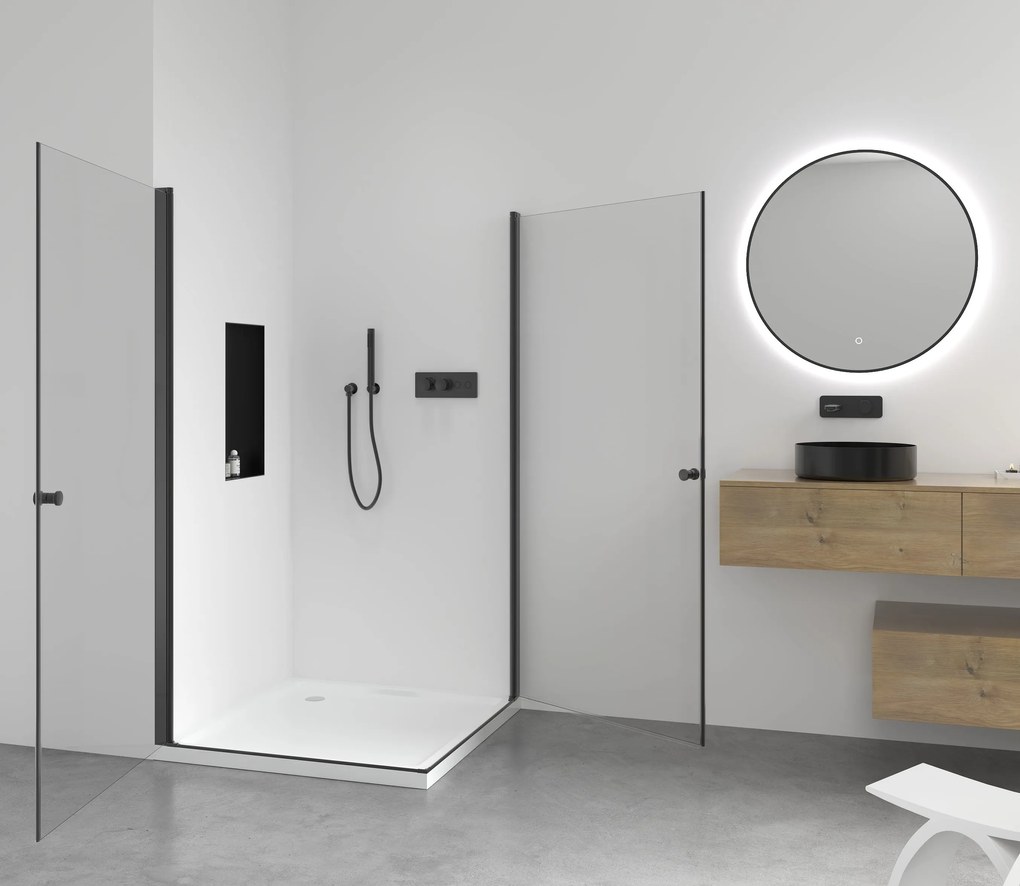 CERANO - Sprchovací kút Antelo Duo L/P - čierna matná, transparentné sklo - 120x90 cm - krídlový, CER-CER-482383