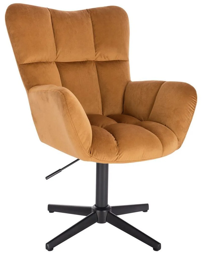 LuxuryForm DESIGN Otočné kreslo AURORA VELUR na čiernom kríži - medové
