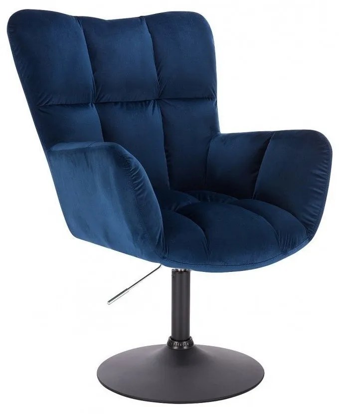LuxuryForm DESIGN Otočné kreslo AURORA VELUR na čiernom tanieri - modré