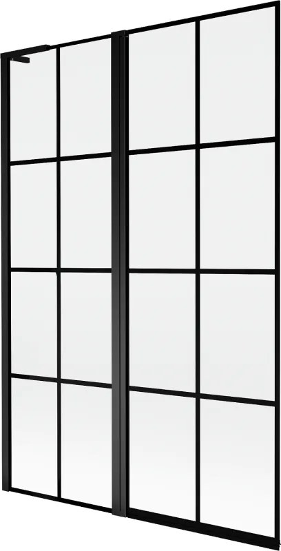 Mexen Mist L, 2-krídlová vaňová zástena, ľavá 120 x 150 cm, čierna mriežka, čierna - 8A9L-120-011-70-77-L