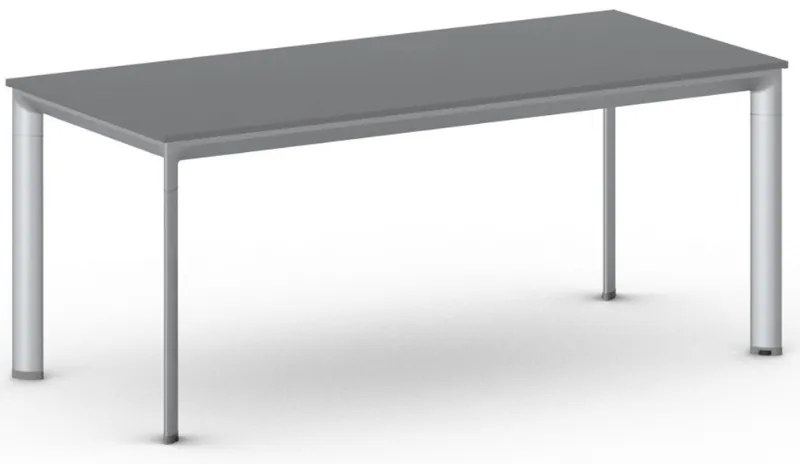 Rokovací kancelársky stôl PRIMO INVITATION, 180x80 cm, sivostrieborná podnož, grafit