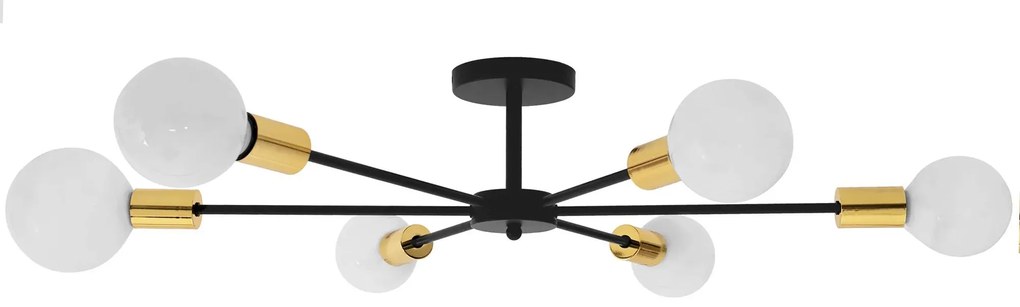 Toolight - Lampa spider-6 APP501-6C, čierna-zlatá, OSW-01100