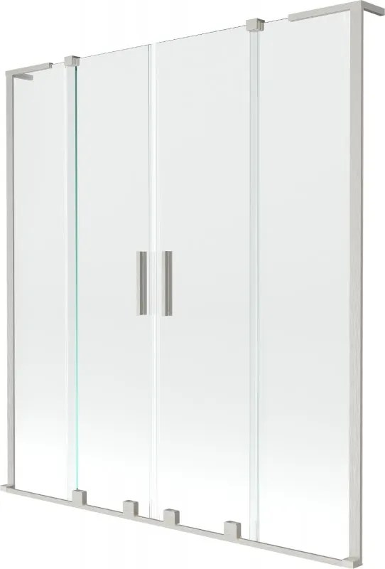 Mexen Velar L Duo, 2-krídlová posuvná vaňová zástena 160 x 150 cm, 8mm číre sklo, brúsená oceľ, 896-160-003-02-97