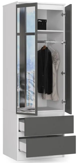 Skriňa STAR S 60 cm 2D 2SZ zrkadlá CLP biela / sivá