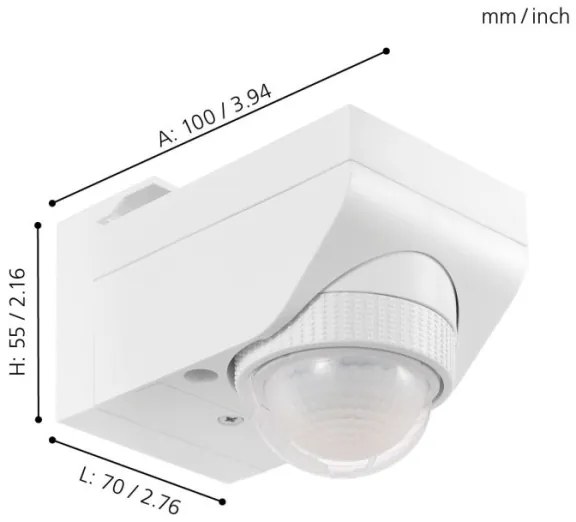 Eglo 97466 - Vonkajší senzor pohybu a súmraku DETECT ME 4 12 m biely IP44