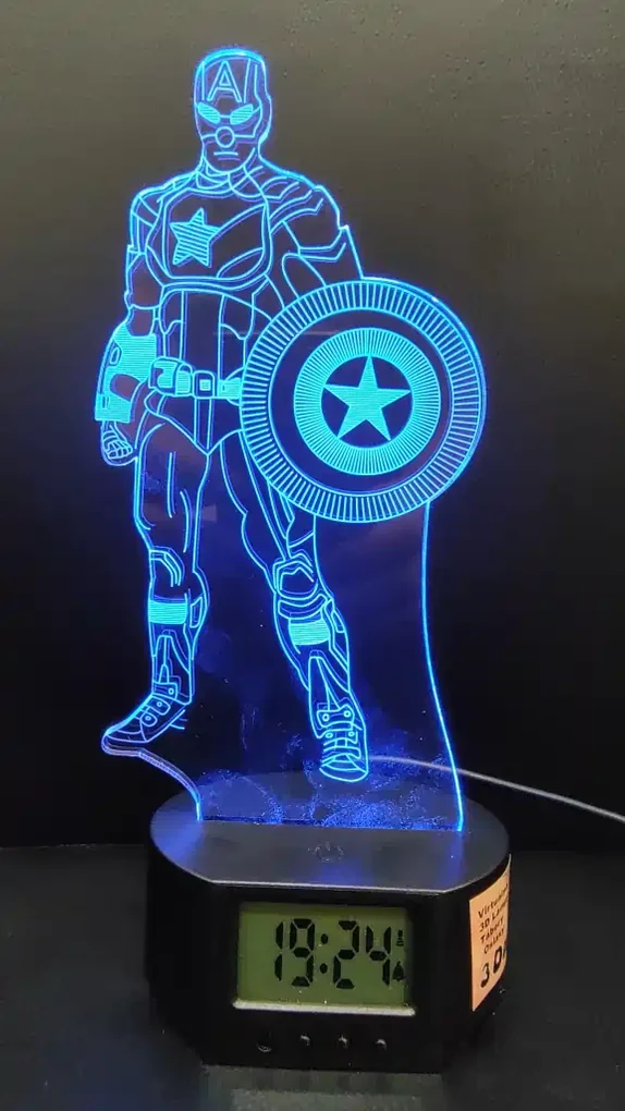 3Dmix 3DL-SMRT034 – 3D LED nočná lampa - Kapitán Amerika (Captain America) (Smart)