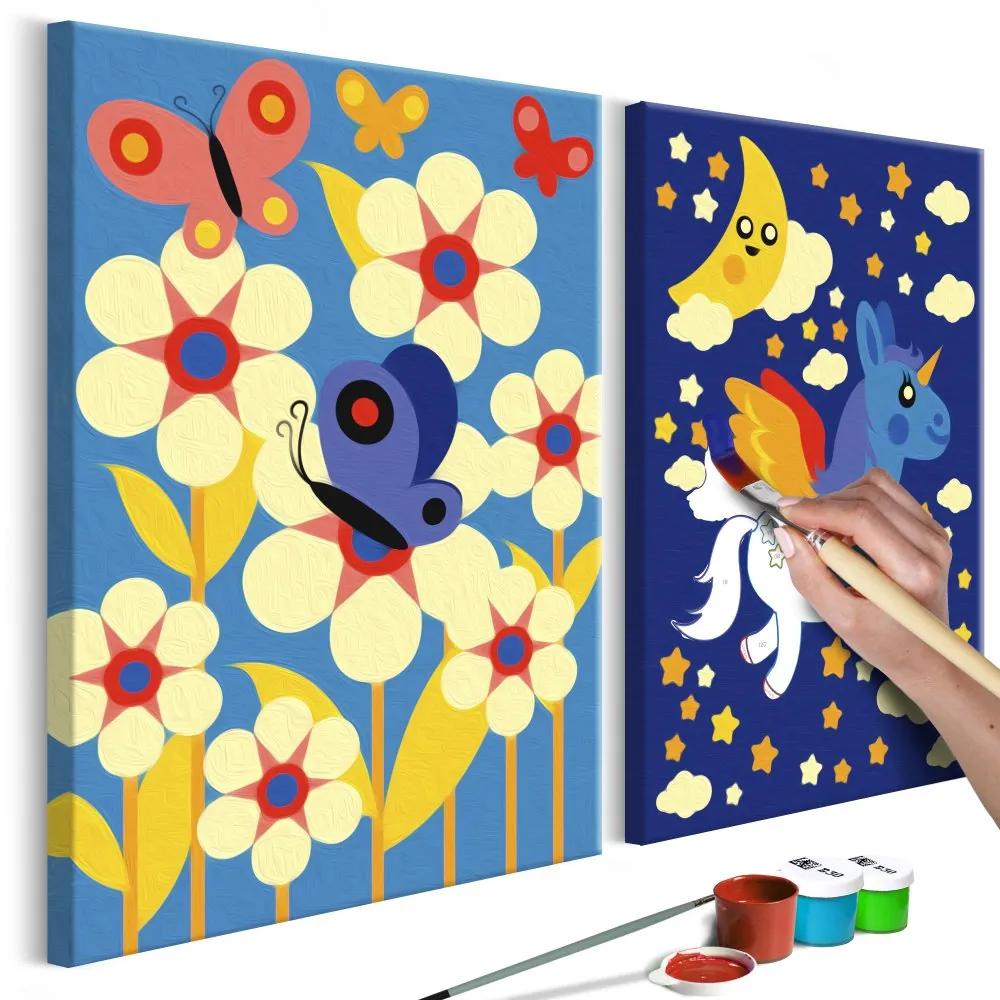 Maľovanie podľa čísiel - Butterfly & Unicorn 33x23