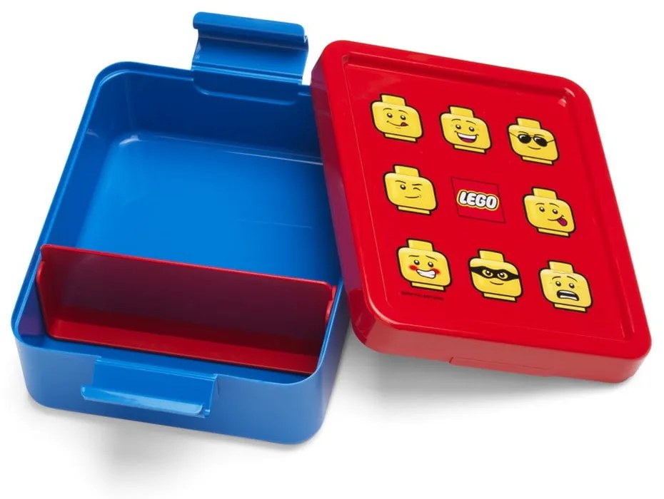 Modrý box na desiatu s červeným vekom LEGO® Iconic