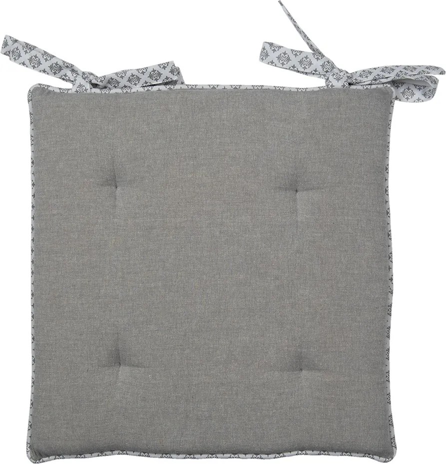 Šedý bavlnený podsedák s výplňou a srdiečkom Lovely Heart - 40*40*4 cm