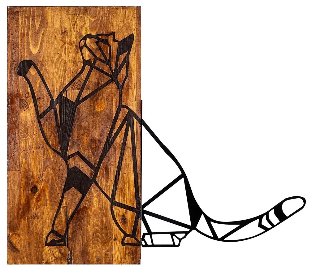 Nástenná drevená dekorácia Mačka hnedá/čierna