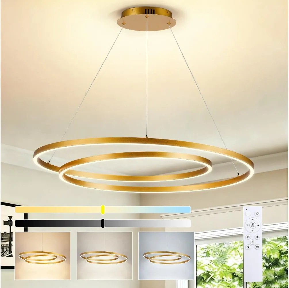 BRILAGI-LED Stmievateľný luster na lanku TWISTER LED/105W/230V 3000-6000K zlatá+DO