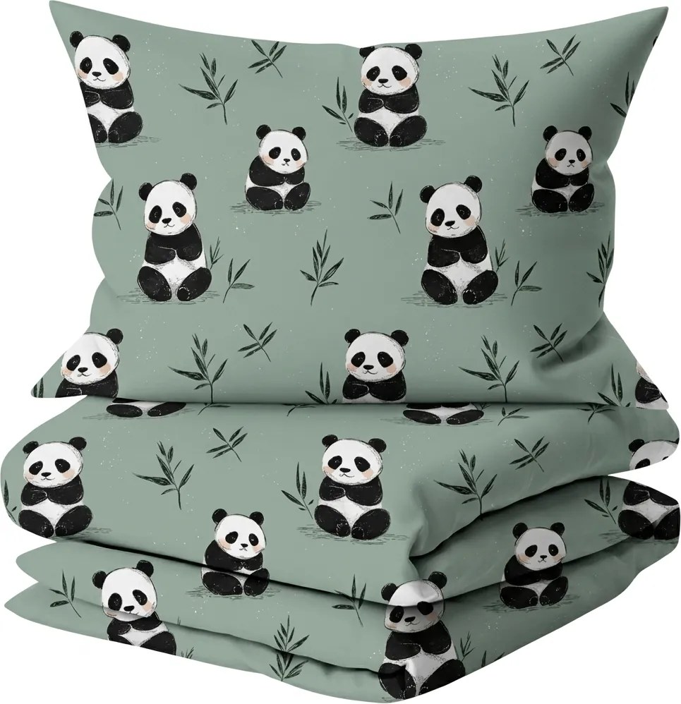 Sada obliečok z mikrovlákna PANDA RELAX mentolová + obliečka na vankúš 50 x 70 cm ZDARMA