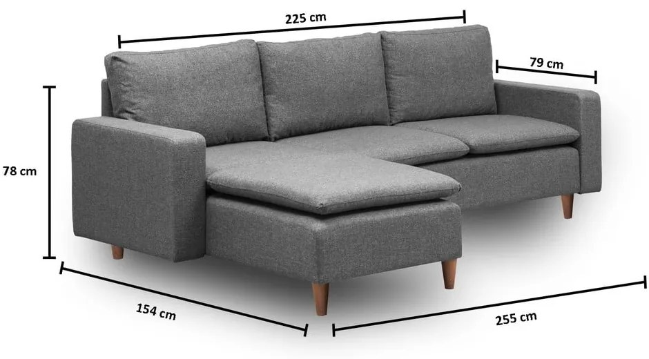 Sivá rohová pohovka (ľavý roh) Lungo – Balcab Home