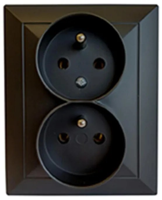 Dvojitá zásuvka česká  POLA black 33213