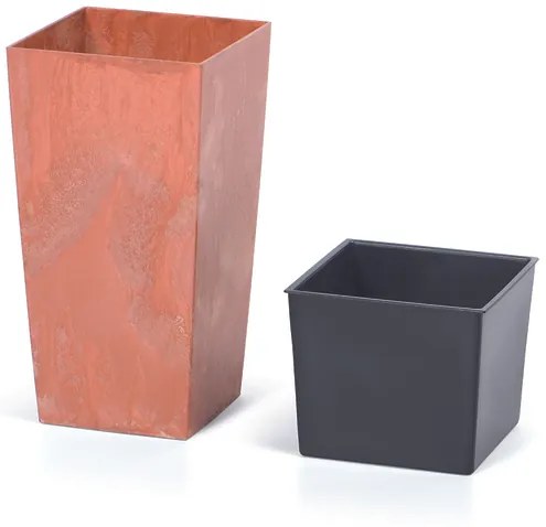 Kvetináč s vkladom URBI SQUARE BETON EFFECT terakota 24 cm