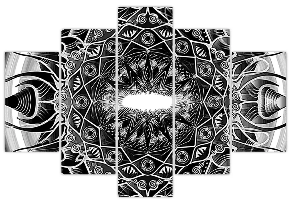 Obraz čiernobielych ornamentov (150x105 cm)