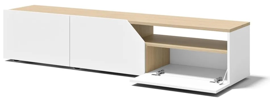 Biely TV stolík v dekore duba 180x38 cm Verone - TemaHome