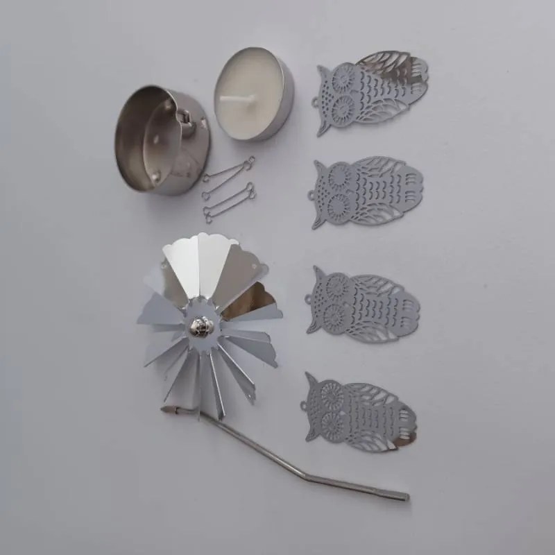 DECOLED Anjelské zvonenie, 8 x 13 cm, sovy, striebro