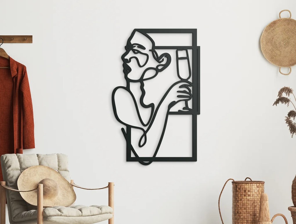 drevko Abstraktný obraz Pitie vína Rozmer obrazu: 44,5 x 28,5 cm, Farba dekorácie: Čierna