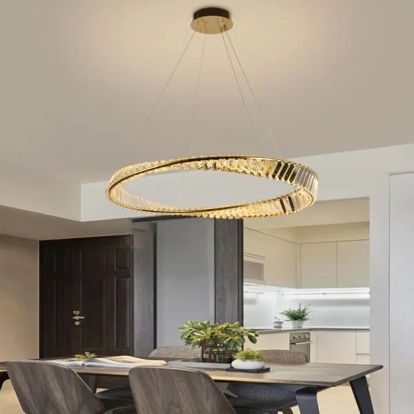 LED Stmievateľný krištáľový luster na lanku LED/50W/230V + diaľkové ovládanie