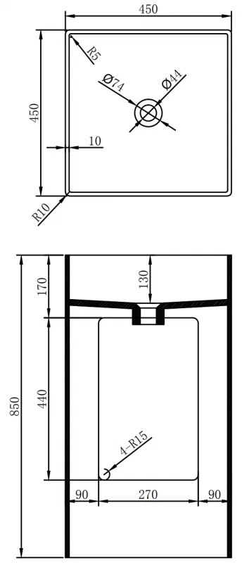 Mexen Xola-2, voľnestojace umývadlo z konglomerátu 45x45x85 cm, biela matná, 26594500