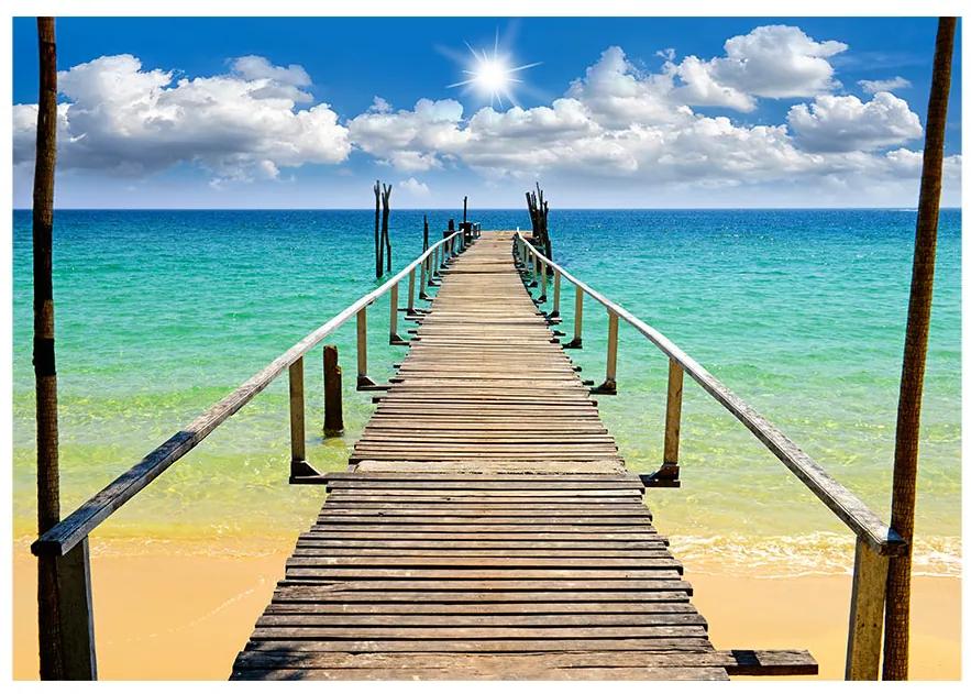 Artgeist Fototapeta - Beach, sun, bridge Veľkosť: 100x70, Verzia: Premium