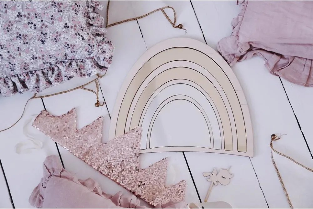 Zrkadlo dúha do detskej izby – akrylové zrkadlo z dreva 29x25 cm