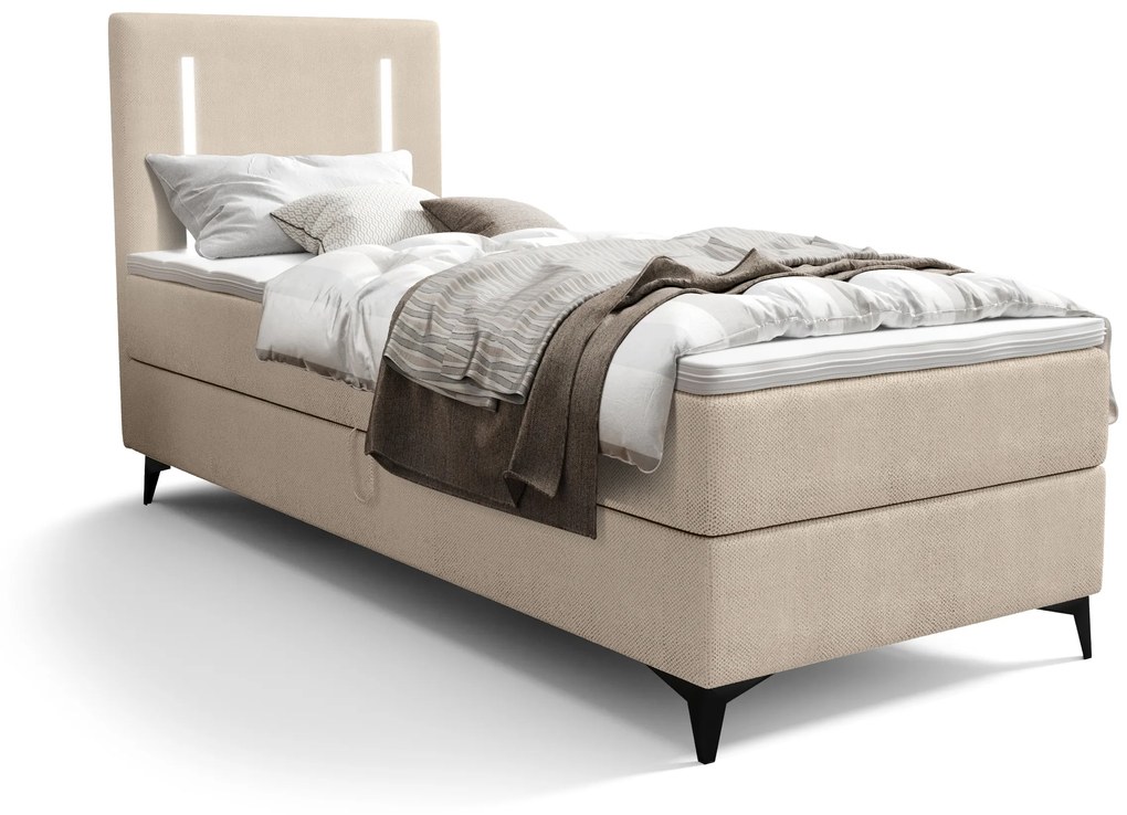 Jednolôžková posteľ 80 cm Ortega Comfort (béžová) (s roštom a matracom, bez úl. priestoru) (s LED osvetlením). Vlastná spoľahlivá doprava až k Vám domov. 1082658